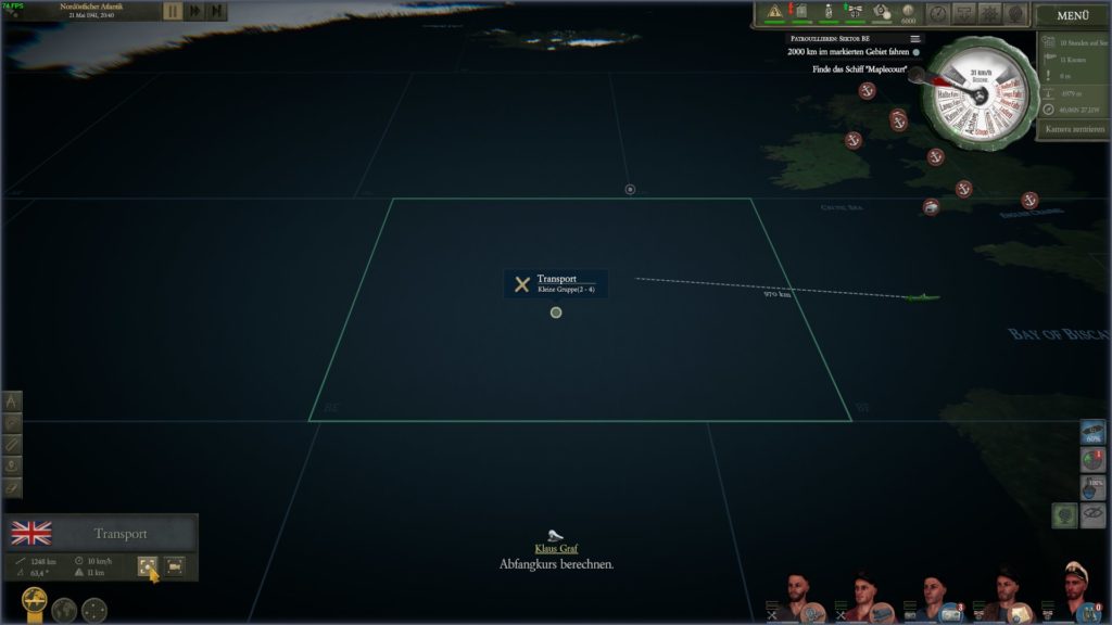 Taktische Karte eines Gebietes in der Nordsee