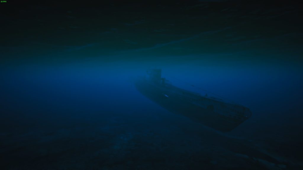 Ein U-Boot unter Wasser