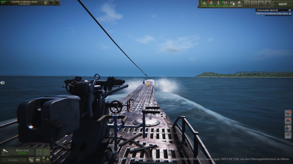 3D Ansicht an Deck des U-Bootes
